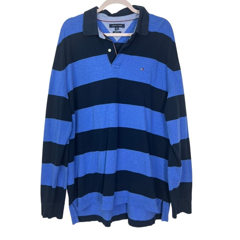 Mens Tommy Hilfiger Classic &  Fit Blue Collar Long Sleeve Casual Shirt Size XXL